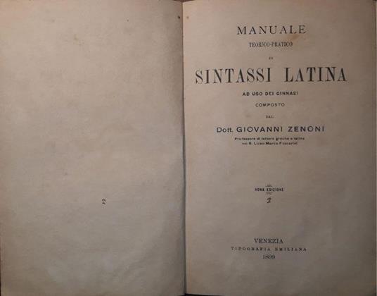 Manuale teorico-pratico di sintassi latina ad uso dei ginnasi - copertina