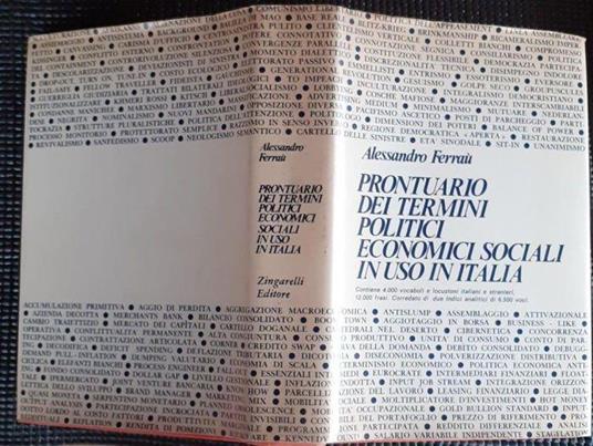 Prontuario dei termini politici economici sociali in uso in Italia - Alessandro Ferraù - copertina