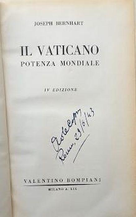 Il Vaticano, potenza mondiale - Joseph Bernhart - copertina