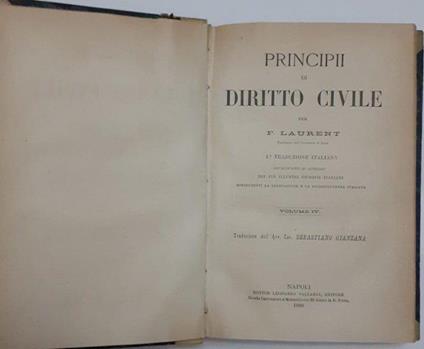 Principi di diritto civile Volume IV - F. Laurenti - copertina