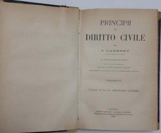 Principi di diritto civile Volume IV - F. Laurenti - copertina