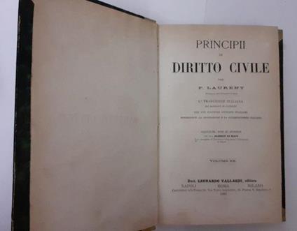 Principi di diritto civile Volume XX - F. Laurenti - copertina