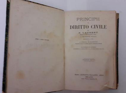 Principi di diritto civile Volume XXVIII - F. Laurenti - copertina