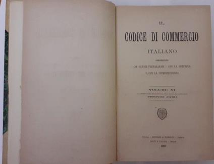 Il codice di commercio italiano Volume Vi - Prospero Ascoli - copertina