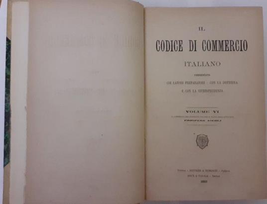 Il codice di commercio italiano Volume Vi - Prospero Ascoli - copertina