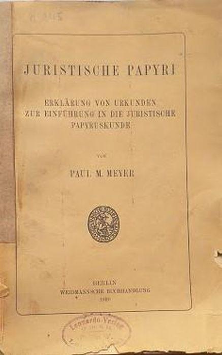 Juristische Papyri - copertina