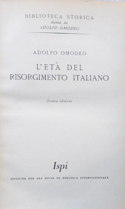 L' età del Risorgimento italiano - Adolfo Omodeo - copertina
