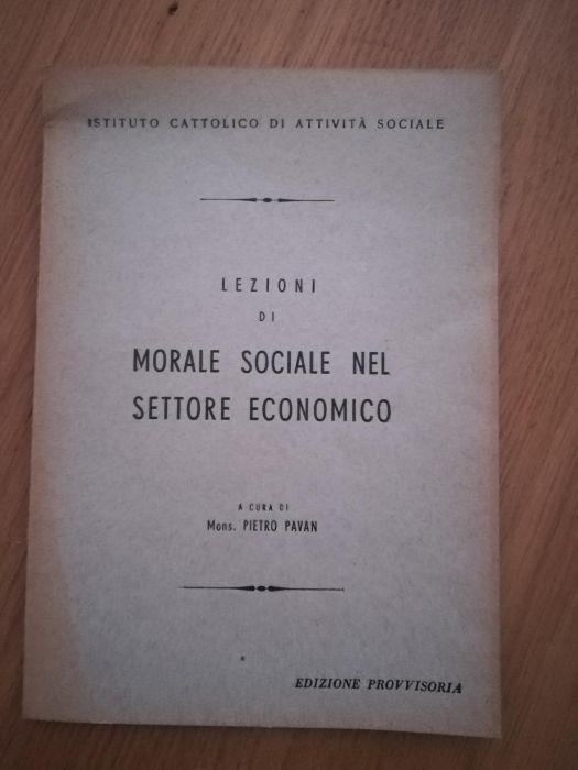 Lezioni di morale sociale nel settore economico - Pietro Pavan - copertina