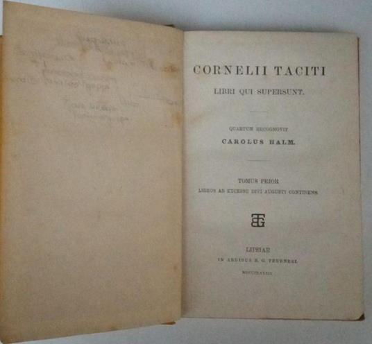 Cornelii Taciti tomus prior - copertina