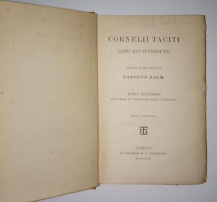 Cornelii Taciti tomus posterior - copertina