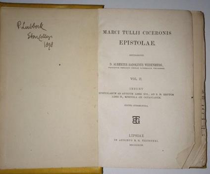 Marci Tullii Ciceronis Epistolae Vol II - copertina