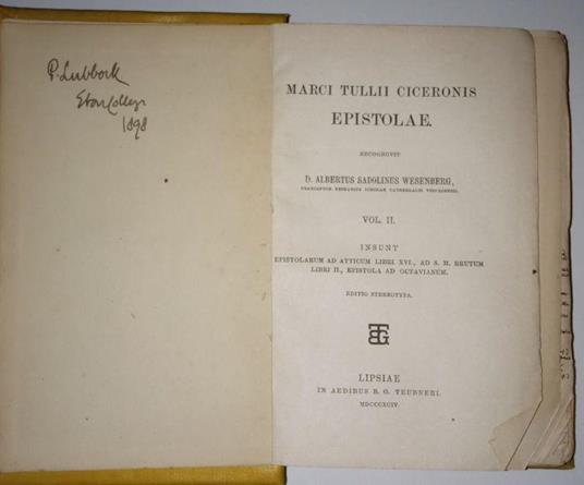 Marci Tullii Ciceronis Epistolae Vol II - copertina