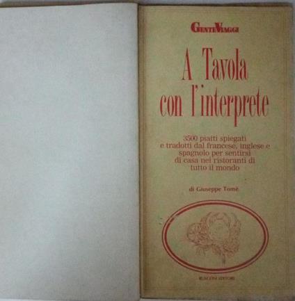 A tavola con l'interprete - Giuseppe Tomé - copertina