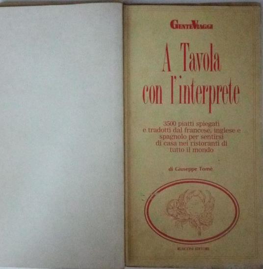 A tavola con l'interprete - Giuseppe Tomé - copertina