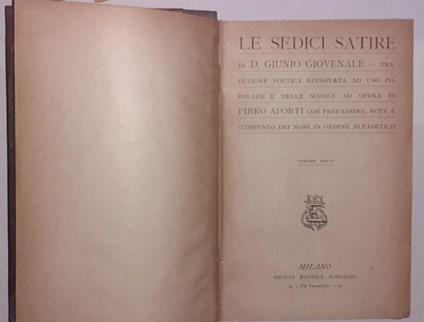 Le sedici Satire - D. Giunio Giovenale - copertina