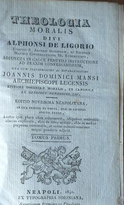 Theologia Moralis, adjuncta in calce perutili instructione ad praxim confessariorum - copertina