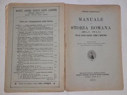 Manuale di storia romana - Corrado Barbagallo - copertina