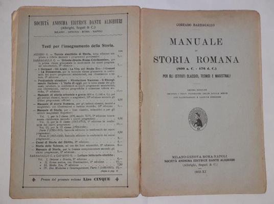 Manuale di storia romana - Corrado Barbagallo - copertina