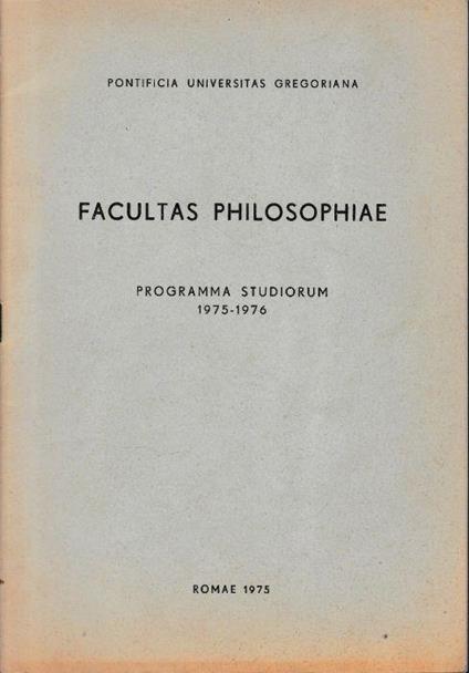 Facultas philosophiae. Programma studiorum 1975-1976 - Peter Henrici - copertina