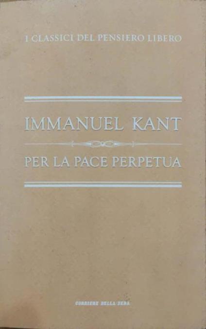 Per la pace perpetua - Immanuel Kant - copertina