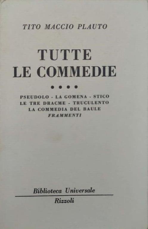 Tutte Le Commedie (IV) - T. Maccio Plauto - copertina