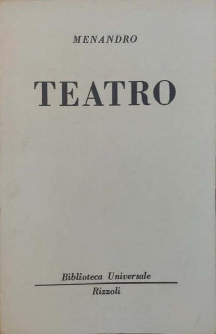 Teatro - Menandro - copertina