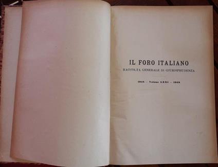 Il foro italiano fondato nell'anno 1976 da Enrico Scialoja. Volume LXXI - copertina