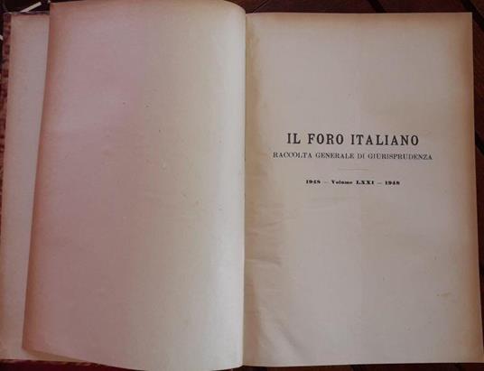 Il foro italiano fondato nell'anno 1976 da Enrico Scialoja. Volume LXXI - copertina