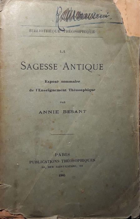 La sagesse antique - Annie Besant - copertina