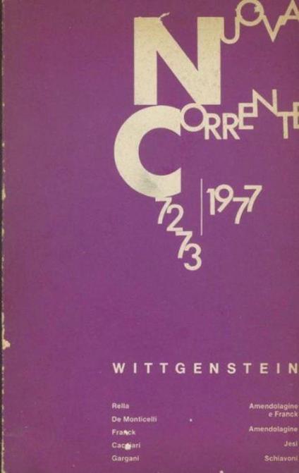 Nuova corrente 72-73/1977 - Ludwig Wittgenstein - copertina