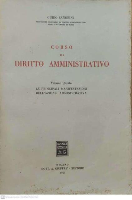 Corso di diritto amministrativo - Guido Zanobini - copertina