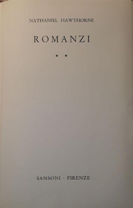 Romanzi (volume secondo) - Nathaniel Hawthorne - copertina