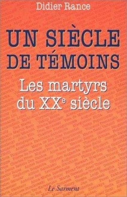 Un siècle de témoins - Didier Rance - copertina