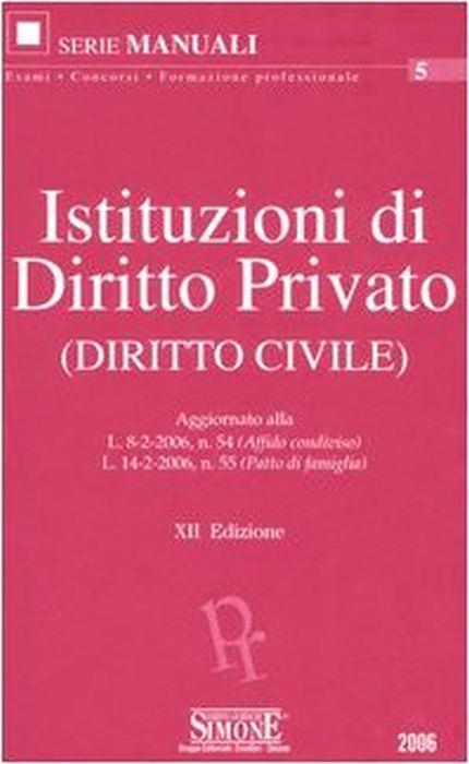 Istituzioni di diritto privato (diritto civile) - copertina