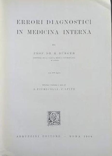 Errori diagnostici in medicina interna - M. Burger - copertina