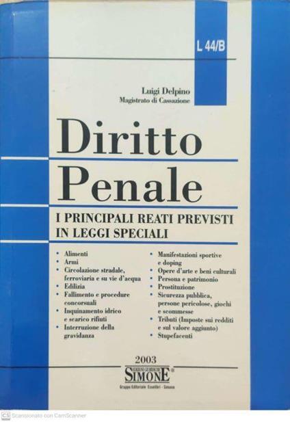 Diritto penale : i principali reati previsti in leggi speciali - Luigi Delpino - copertina