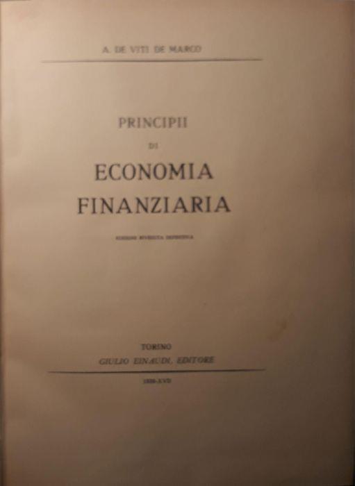 Principi di Economia Finanzaria - Antonio De Viti De Marco - copertina