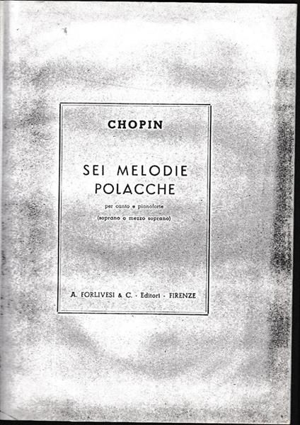 Sei melodie polacche per canto e pianoforte (soprano e mezzo soprano) - Chopin - copertina