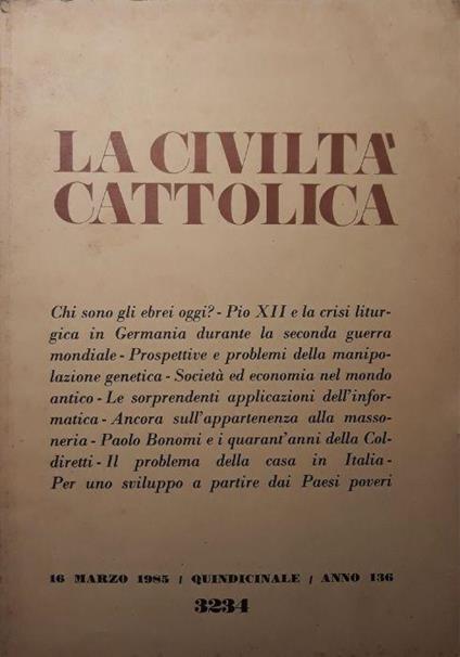 La civiltà cattolica 1985 (volume I) - copertina