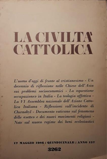 La civiltà cattolica (n.10 maggio 1986) - copertina