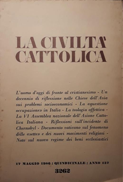 La civiltà cattolica (n.10 maggio 1986) - copertina