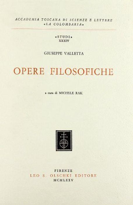 Opere filosofiche - Giuseppe Valletta - copertina