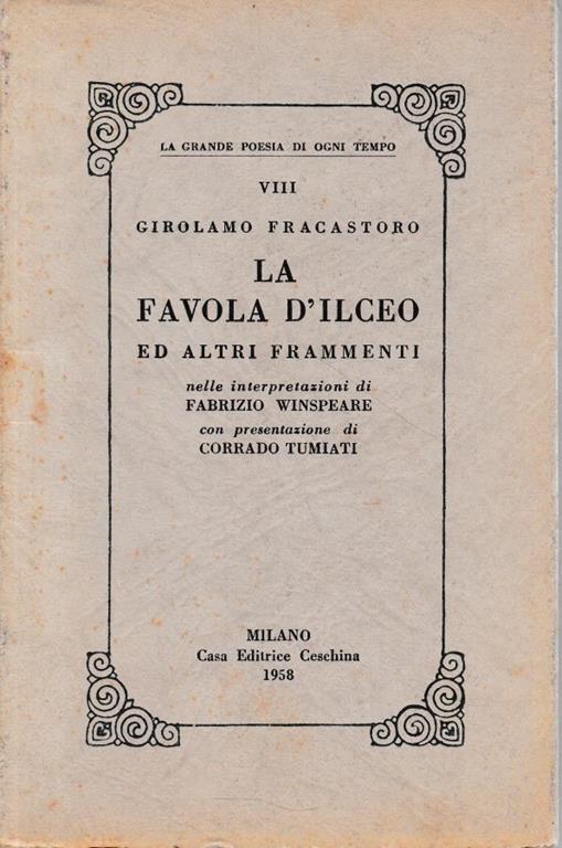 La favola d'Ilceo ed altri frammenti - Girolamo Fracastoro - copertina