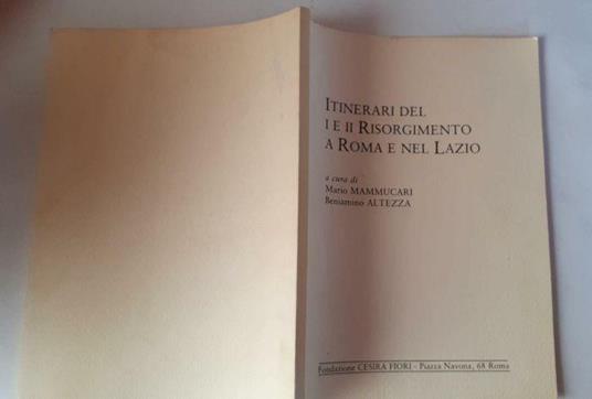 Itinerari del I e II risorgimento a Roma e nel Lazio - copertina