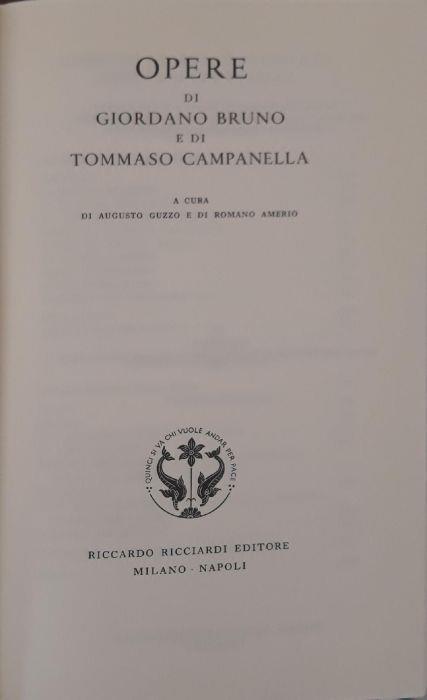 La letteratura italiana Ricciardi: Opere di Giordano Bruno e di Tommaso Campanella - Augusto Guzzo - copertina