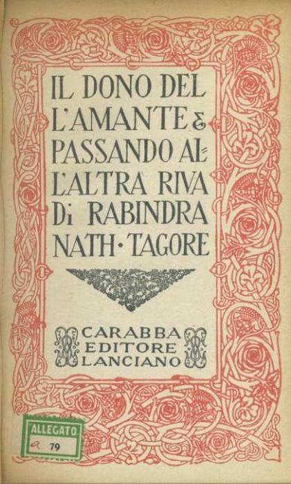 Il dono dell'amante. Passando all'altra riva - Rabindranath Tagore - copertina