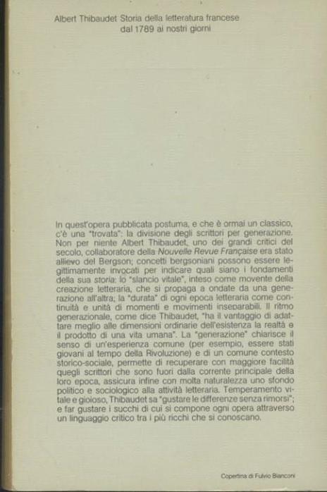 Storia della letteratura francese dal 1789 ai nostri giorni. Vol. 1 - Albert Thibaudet - 2