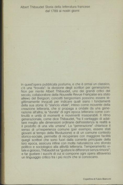 Storia della letteratura francese dal 1789 ai nostri giorni. Vol. 1 - Albert Thibaudet - 2
