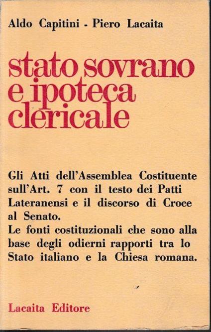 Stato sovrano e ipoteca clericale - Aldo Capitini - copertina