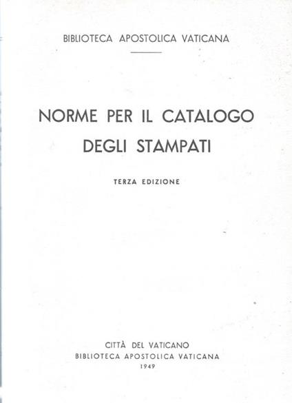 Norme per il catalogo degli stampati - copertina